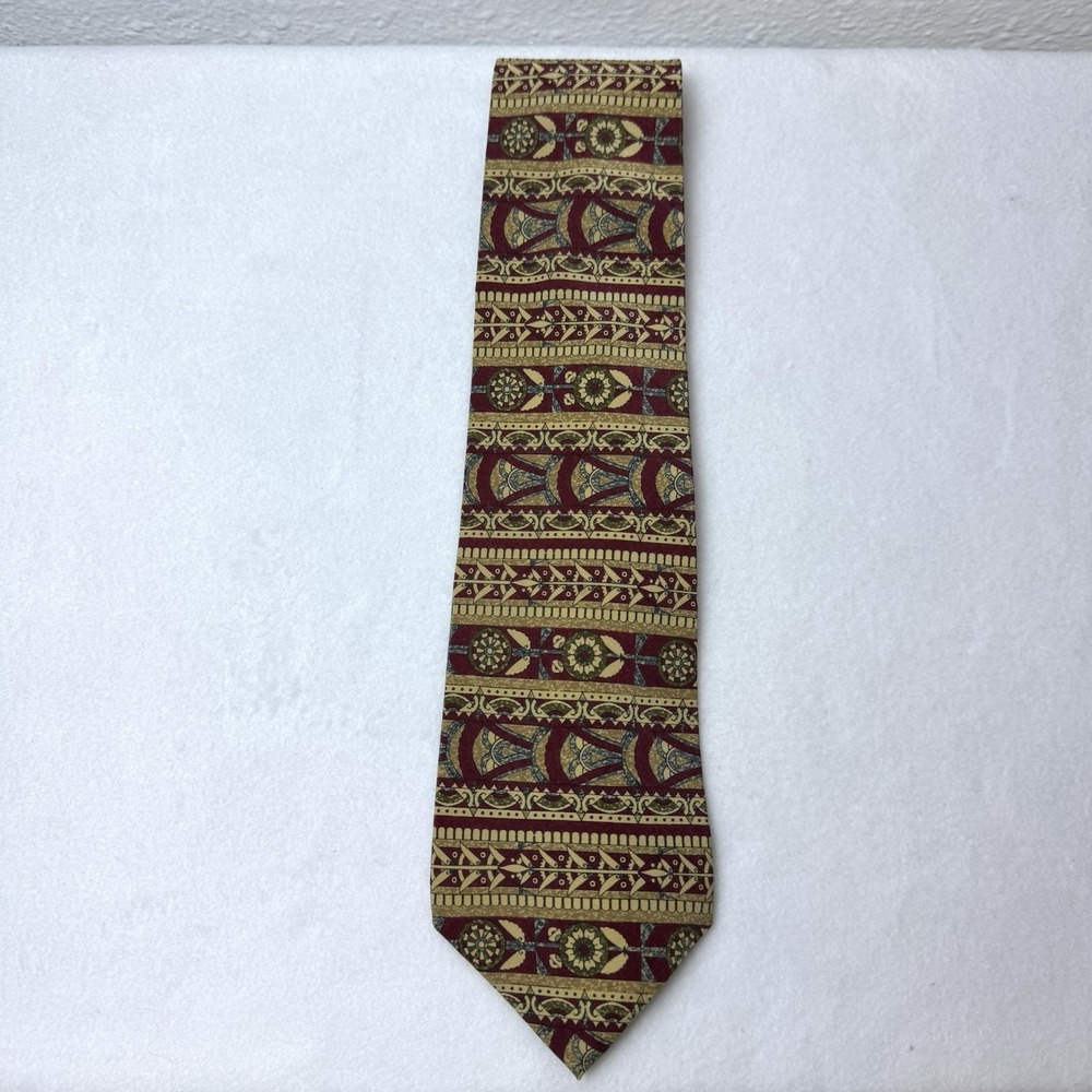 The Metropolitan Museum Of Art Tie Floral Imported Silk Red Blue Green Retro